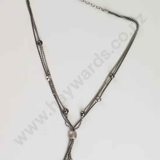 silver 3 strand necklace stamped 925