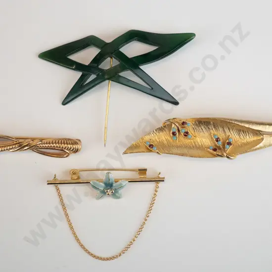 4 costume brooches