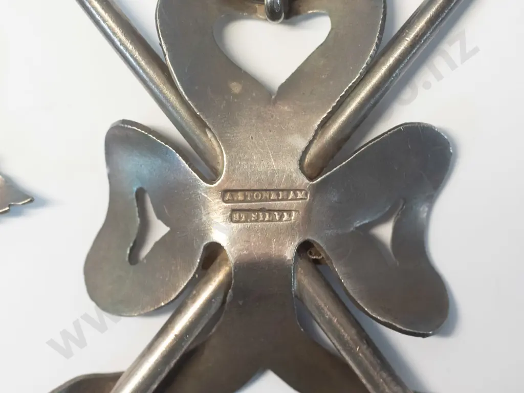 2 (lodge?) medallions or badges, both marked "A. Stoneham Stg Silver" larger is H-100 W-100 Image 1++