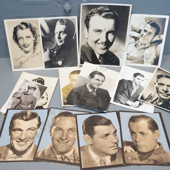 assorted vintage movie star fan / promo photos, most with printed signatures, some authentically signed, largest is H220