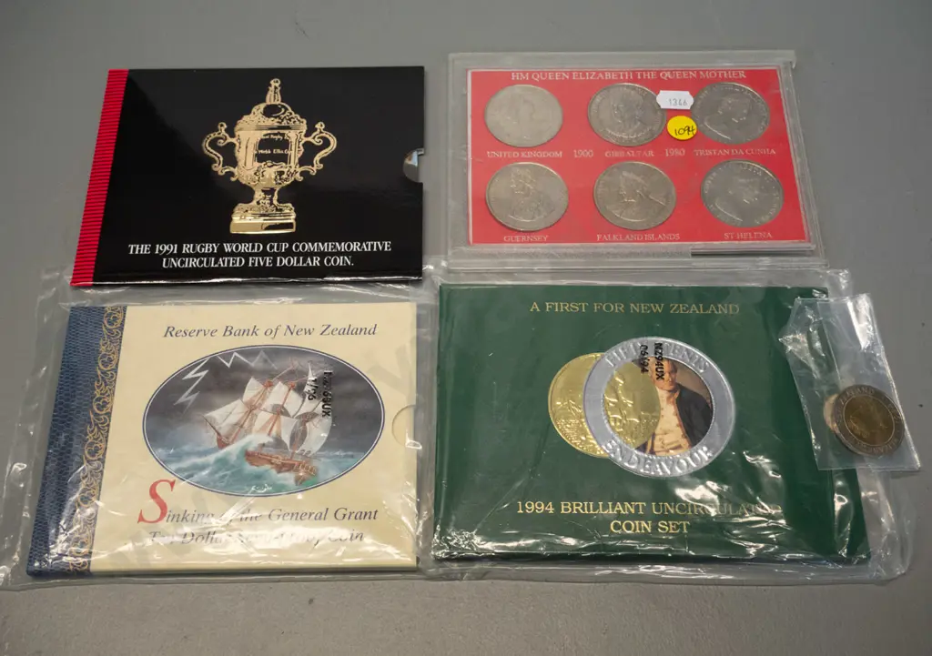 1991 rugby world cup uncirculated five dollar coin, Queen Mother coin set Image 1++