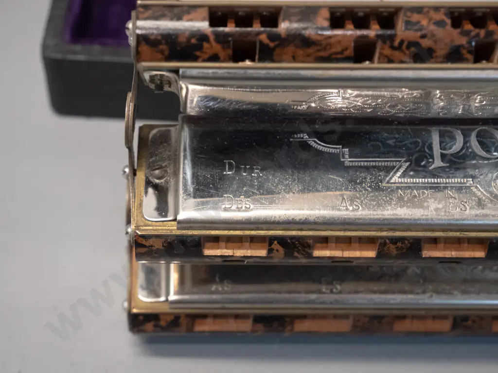 cased Hohner Polyphonia triple harmonica L-310 - very minor wear Image 1++