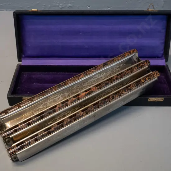 cased Hohner Polyphonia triple harmonica L-310 - very minor wear