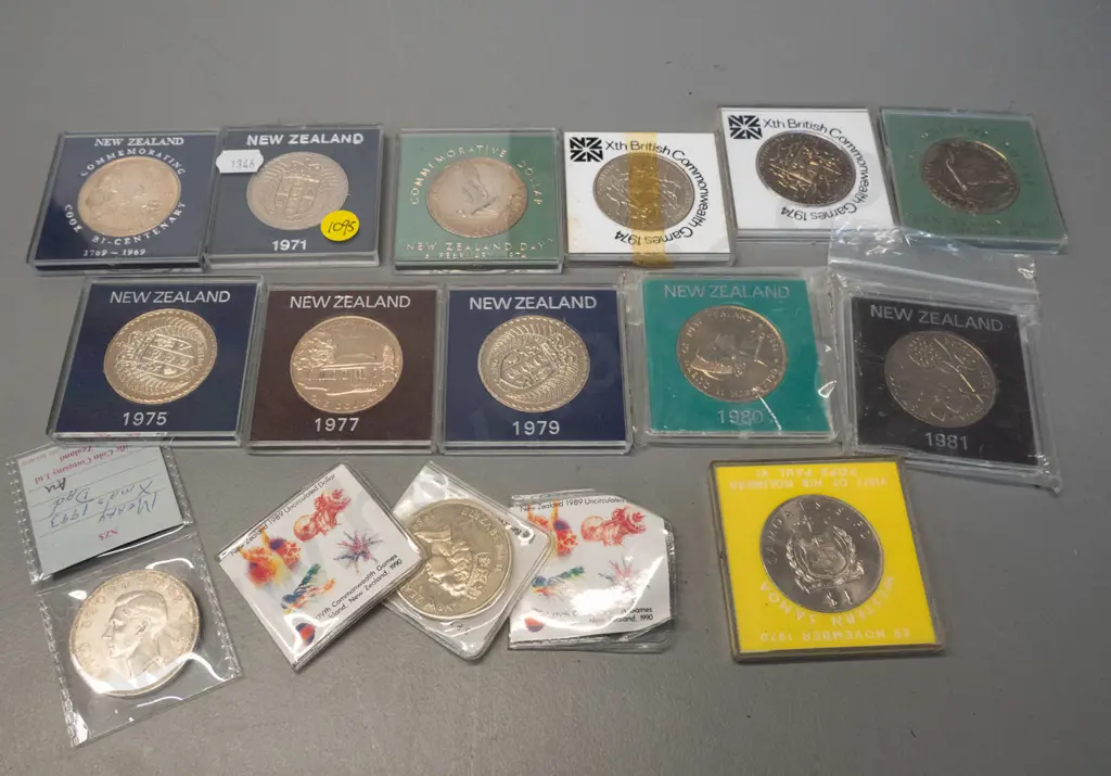 16 assorted NZ commemorative coins, date range 1969-1989 Image 1++