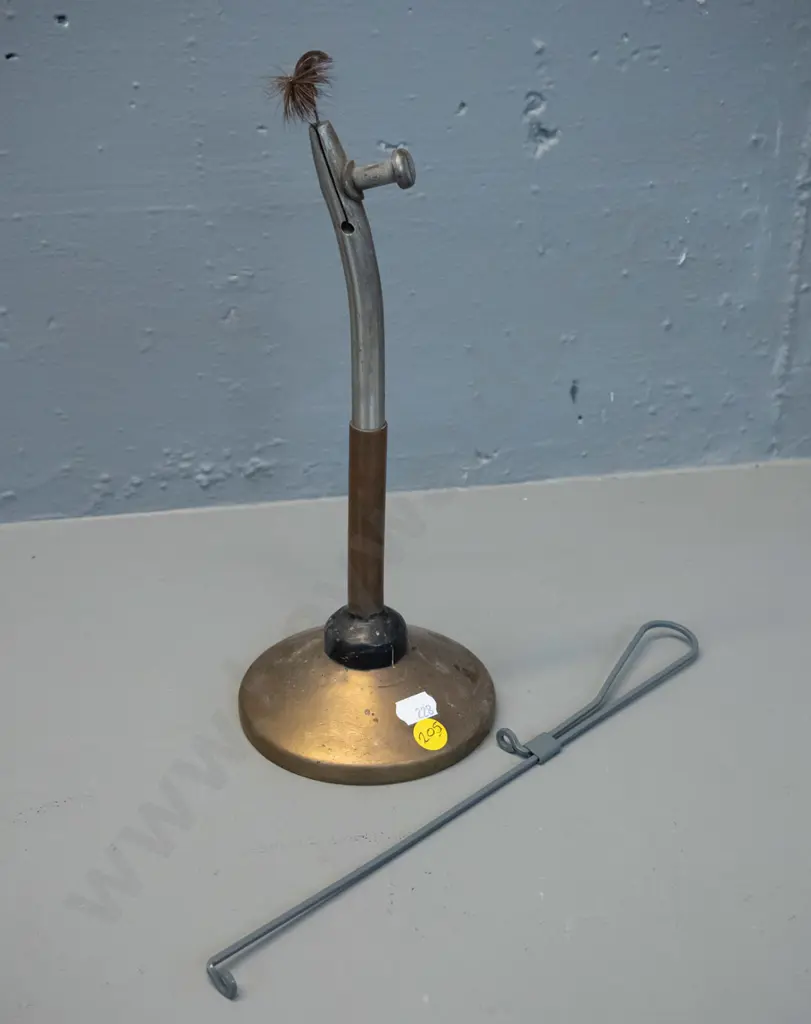 vintage fly tying stand on brass base H-270 and an implement marked Elwye Image 1++