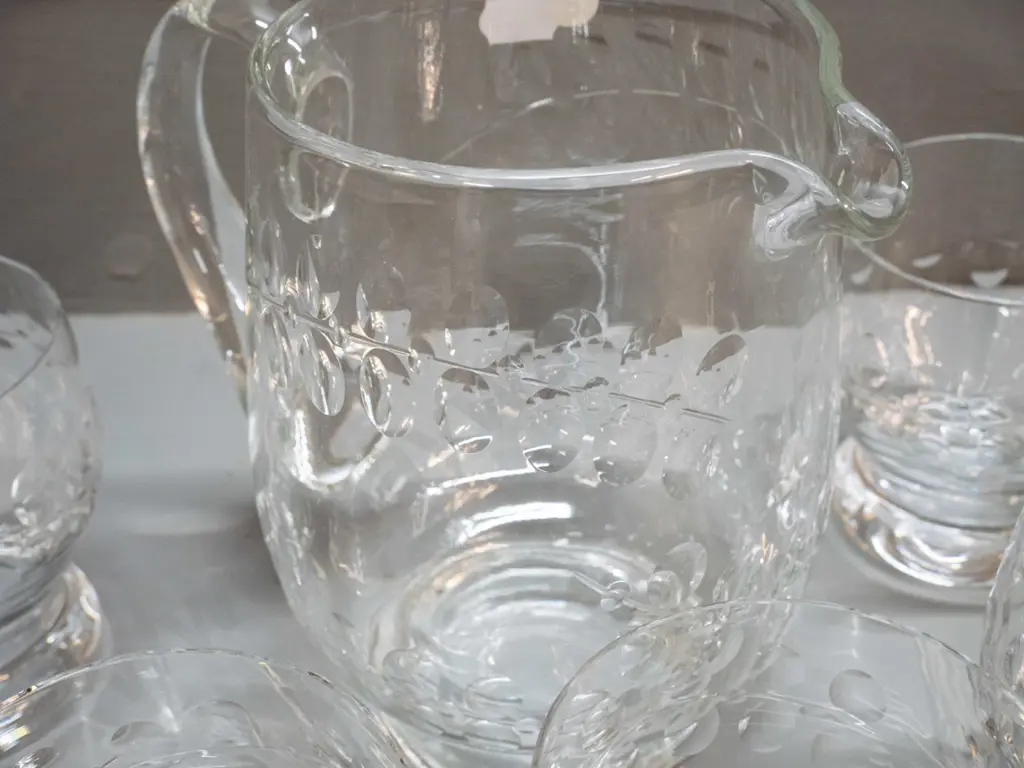 Webb-Corbett cut crystal water jug and 6 tumblers H-175 W-190 Image 1++