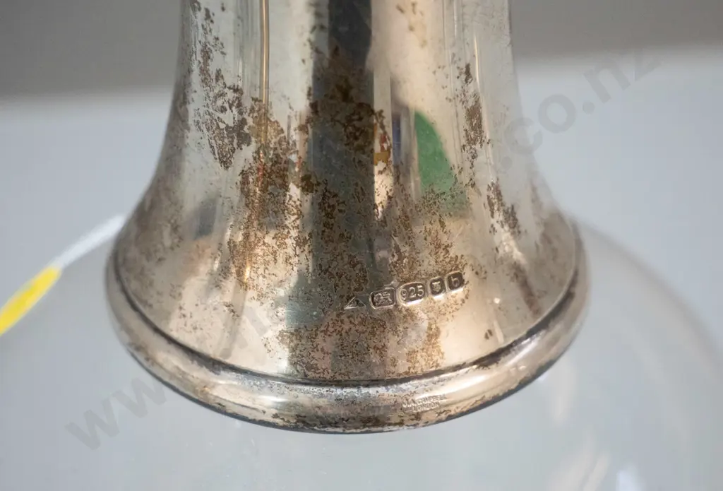 sterling silver mounted footed claret jug with stopper H-330 Image 1++