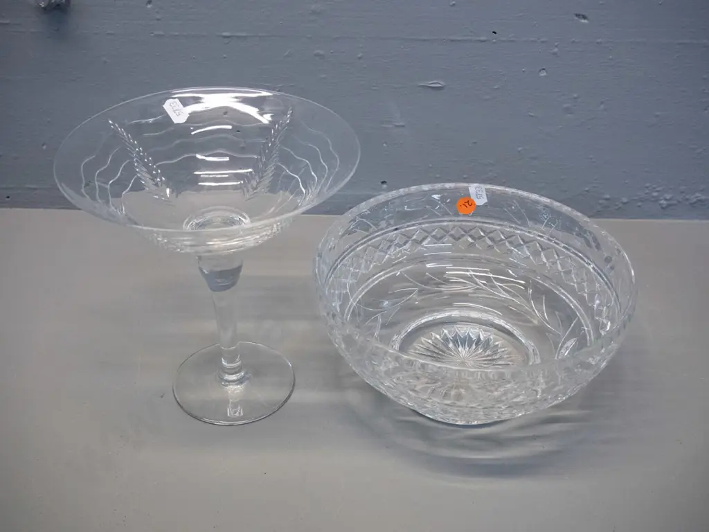 2 cut crystal items - Stuart fruit / salad bowl H-100 D-200 and an English comport Image 1++