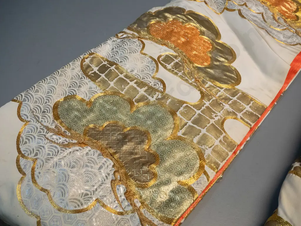 Japanese wedding coat with gilded thread, embroidered  cranes, etc. Approx size H-1800 W-1300 Image 1++