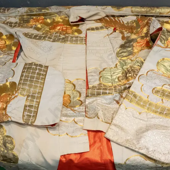 Japanese wedding coat with gilded thread, embroidered  cranes, etc. Approx size H-1800 W-1300