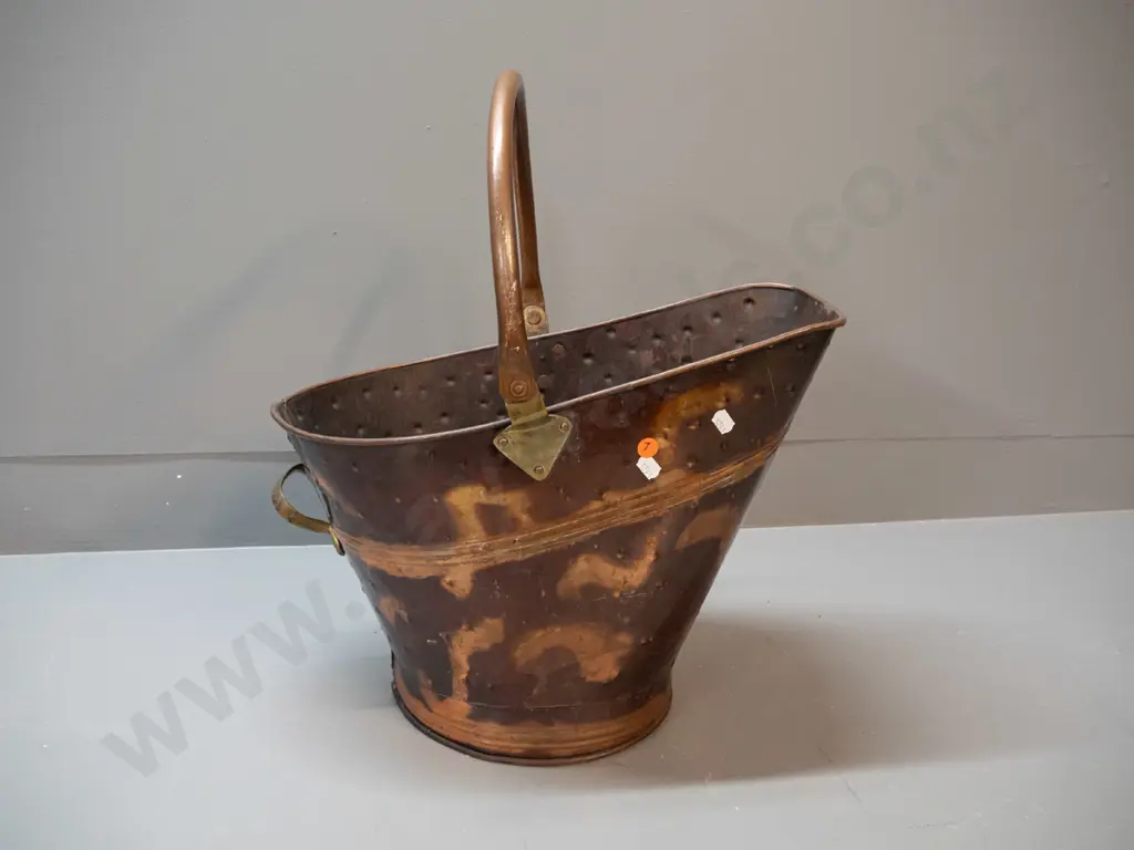 copper coal scuttle H-480 with handle up L-420 W-270 Image 1++
