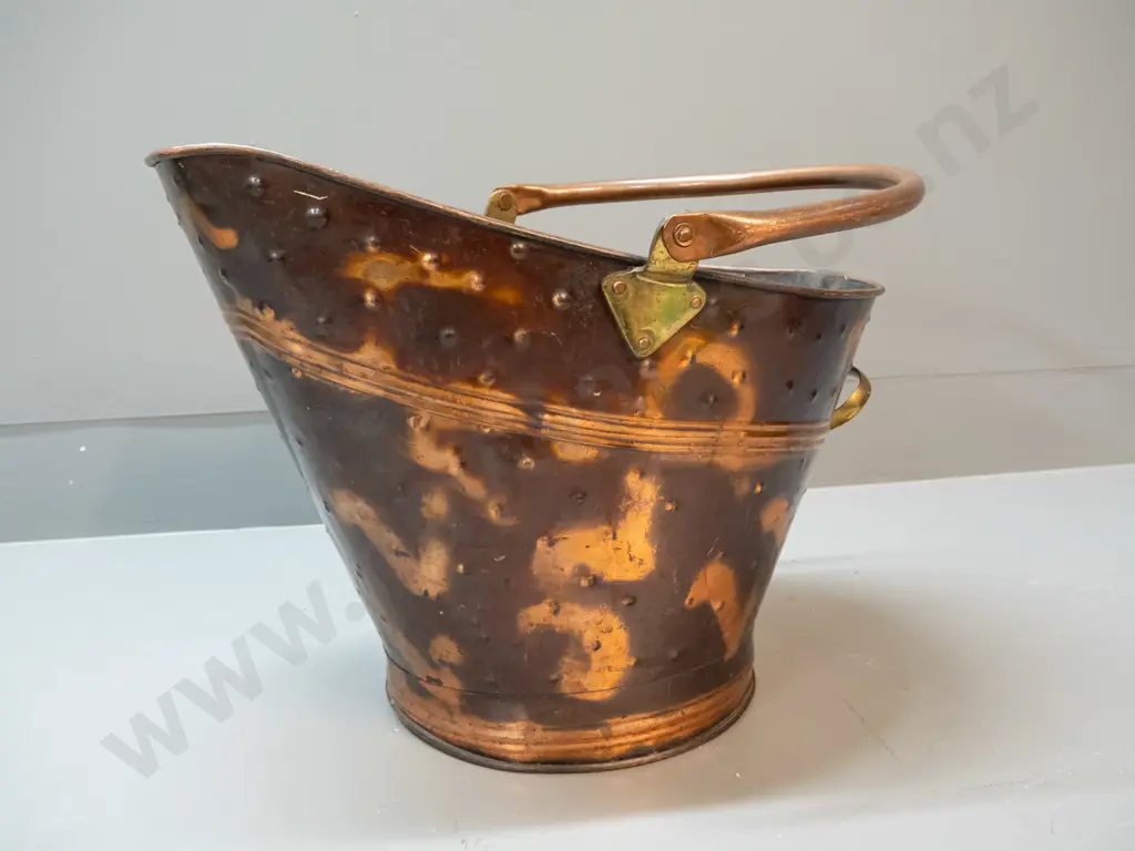 copper coal scuttle H-480 with handle up L-420 W-270 Image 1++