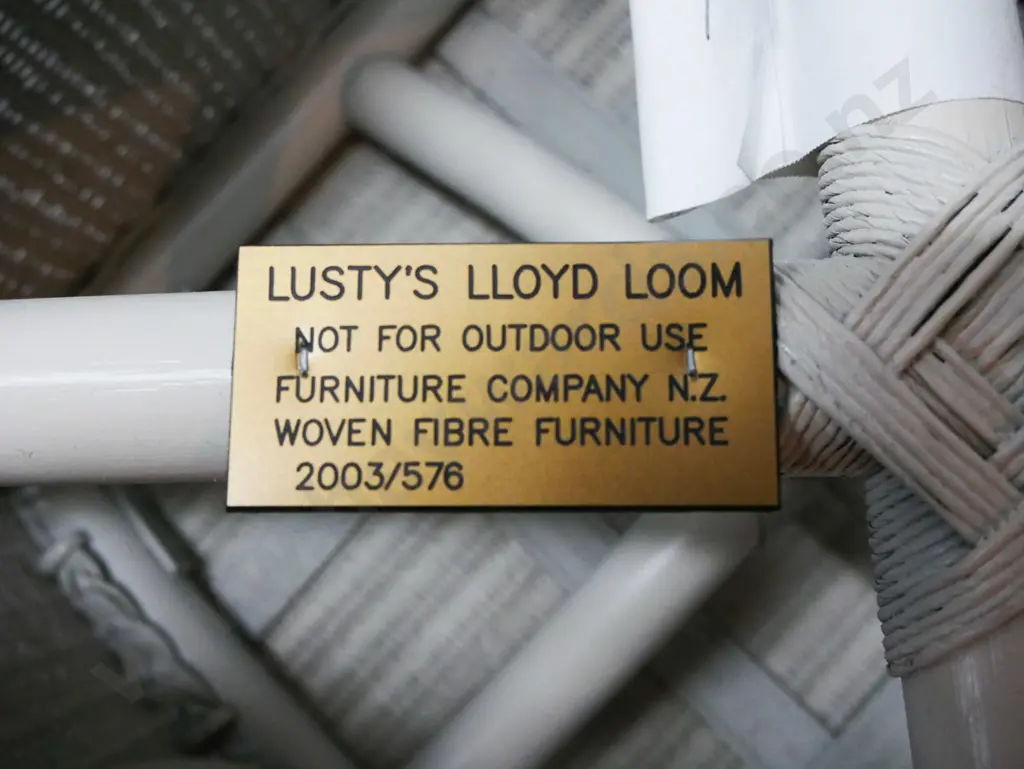 Lusty Lloyd Loom white finish woven fibre round table with glass top and 4 high-back chairs, see label under chair. Image 1++