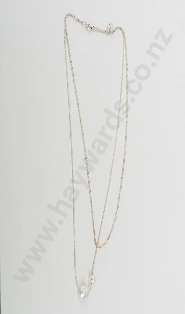 silver two-strand cultured pearl necklace stamped CR  'Carolina Ruiz' Image 1++