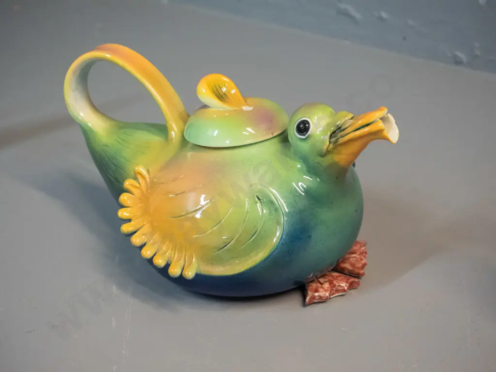 whimsical Marion Mewburn (Miller's Flat) studio pottery duck themed teapot - H130 L250 Image 1++