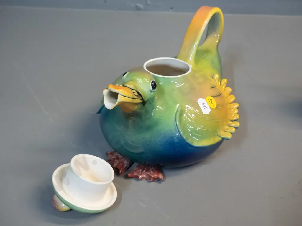 whimsical Marion Mewburn (Miller's Flat) studio pottery duck themed teapot - H130 L250 Image 1++