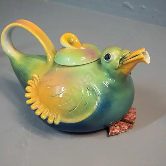 whimsical Marion Mewburn (Miller's Flat) studio pottery duck themed teapot - H130 L250