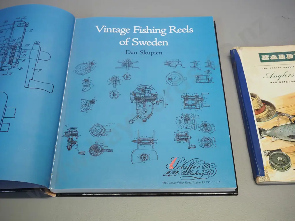 2 books - Vintage Fishing Reels of Sweden book by Daniel Skupien, 2002 and a 1961 Hardy's Angler's Guide catalog, has Image 1++