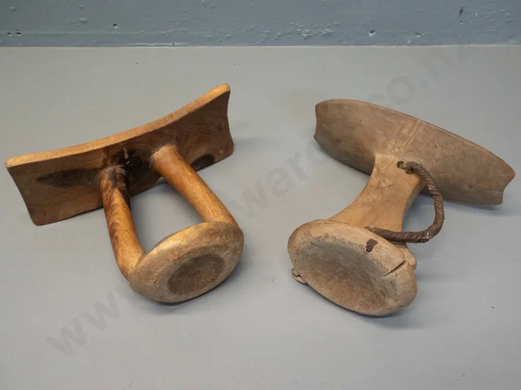 2 timber Kenyan Turkana tribe headrests or seats - approx. H-170 W-220 D-100 Image 1++
