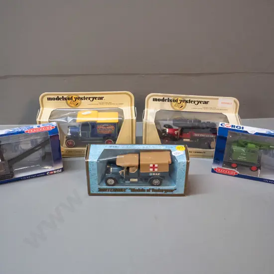 5 boxed die-cast model commercial and service vehicles - 3 Models of Yesteryear and 2 Corgi
