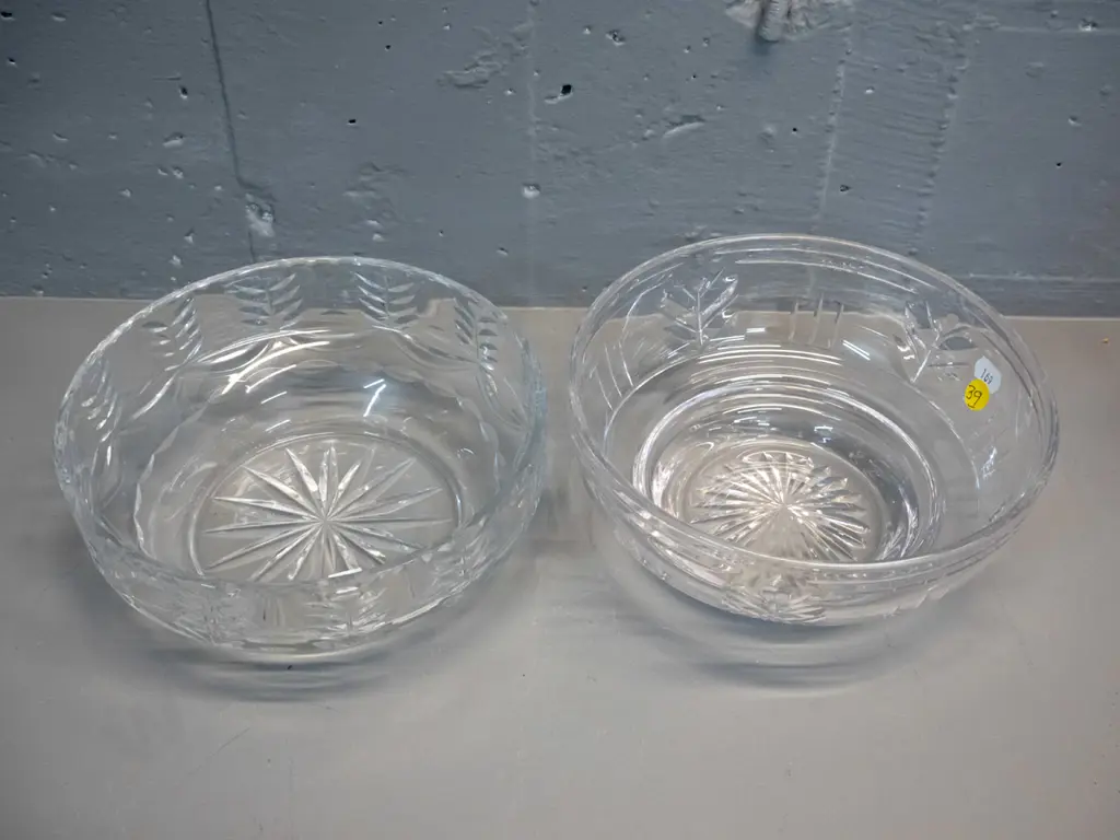 2 cut crystal bowls - one Stuart H-90 D-200 and one Webb-Corbett Image 1++