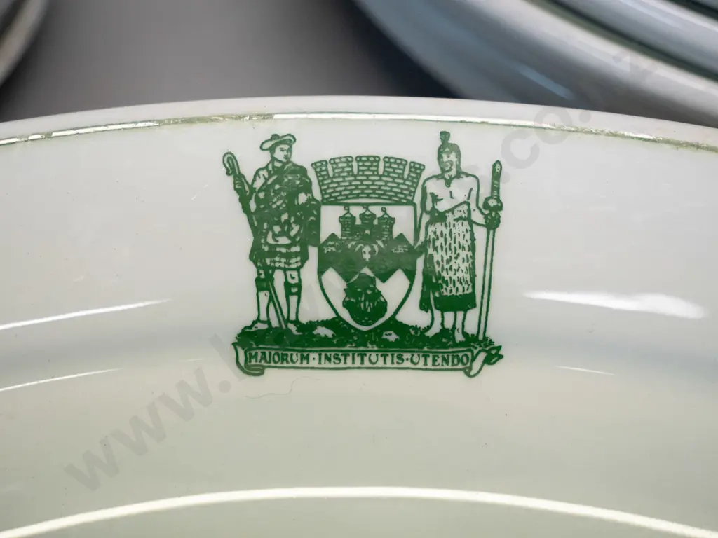 large quantity of stoneware dinnerware with Dunedin city coat of arms and motto - marked Gibpat Ultraware Australia. Image 1++