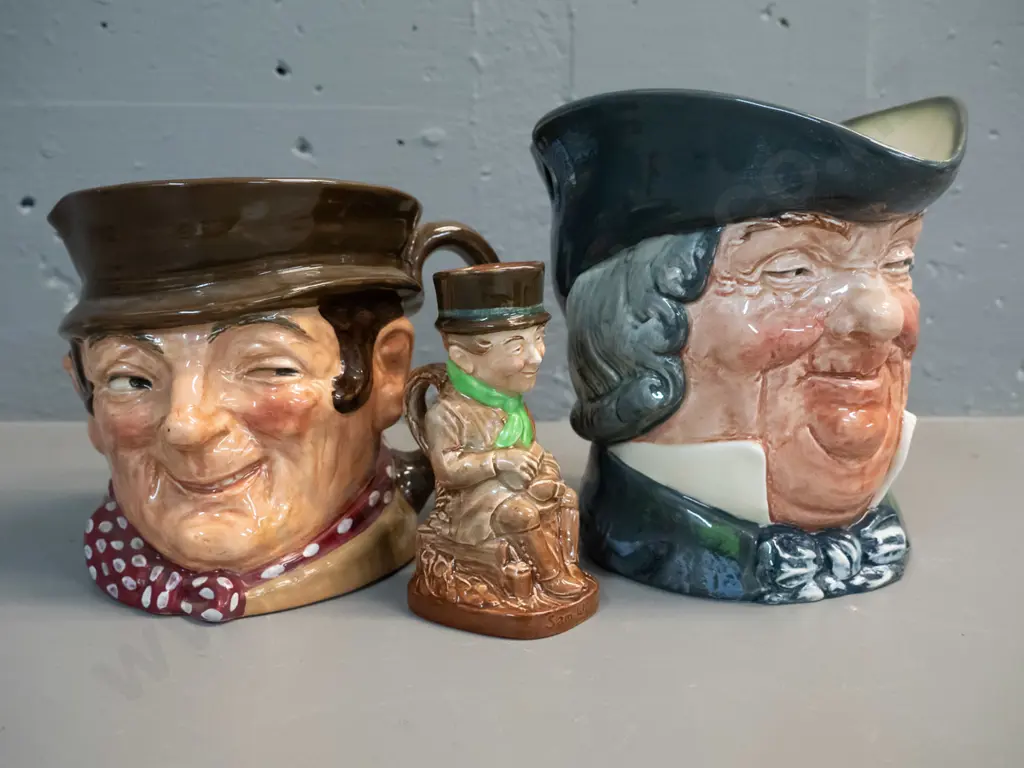 3 Royal Doulton character jugs - Parson Brown H-160 W-200, Sam Weller and small Sam Weller Image 1++