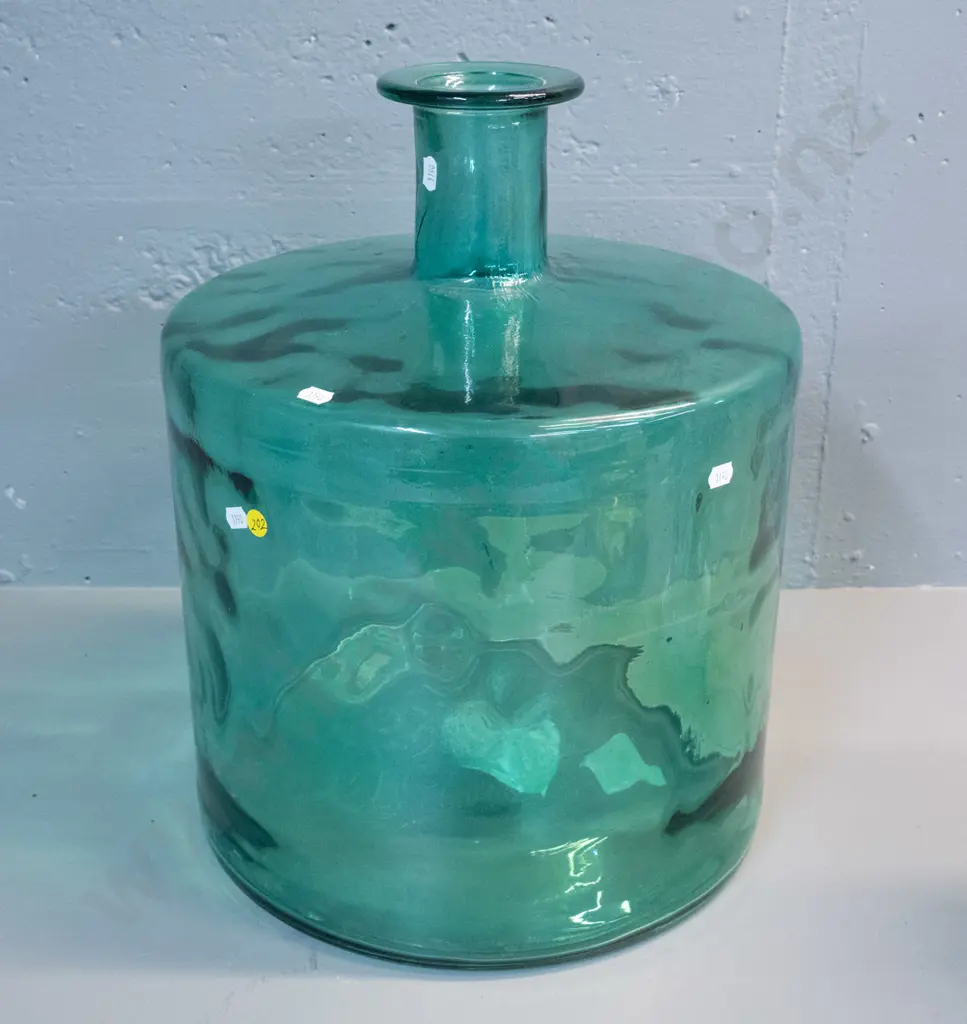 modern large green glass carboy / vase - made in Spain H-470 D-360 Image 1++
