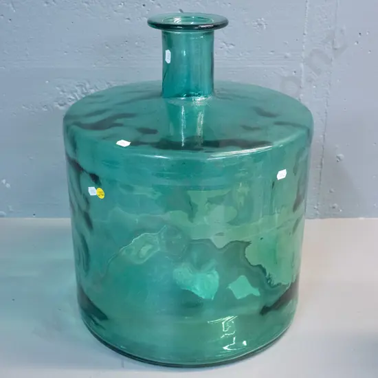 modern large green glass carboy / vase - made in Spain H-470 D-360