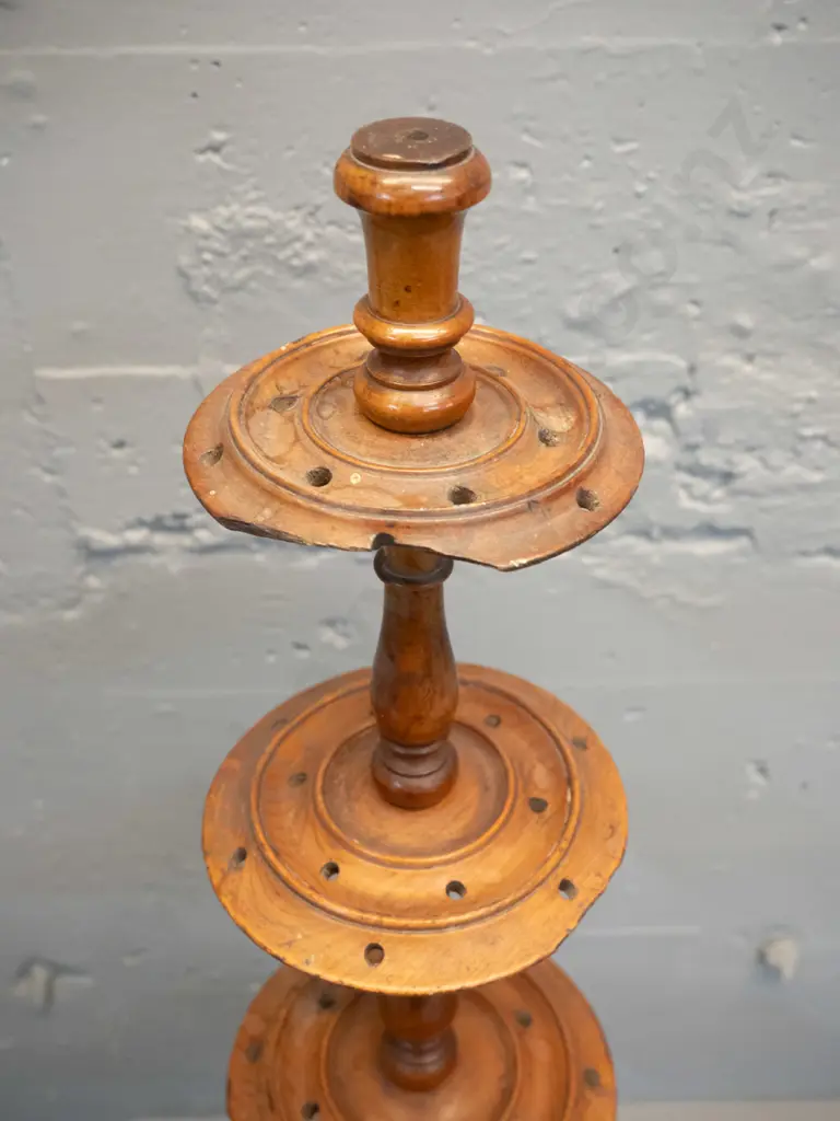 antique Victorian bobbin or cotton stand  H-780, largest disc D-190 - some Image 1++