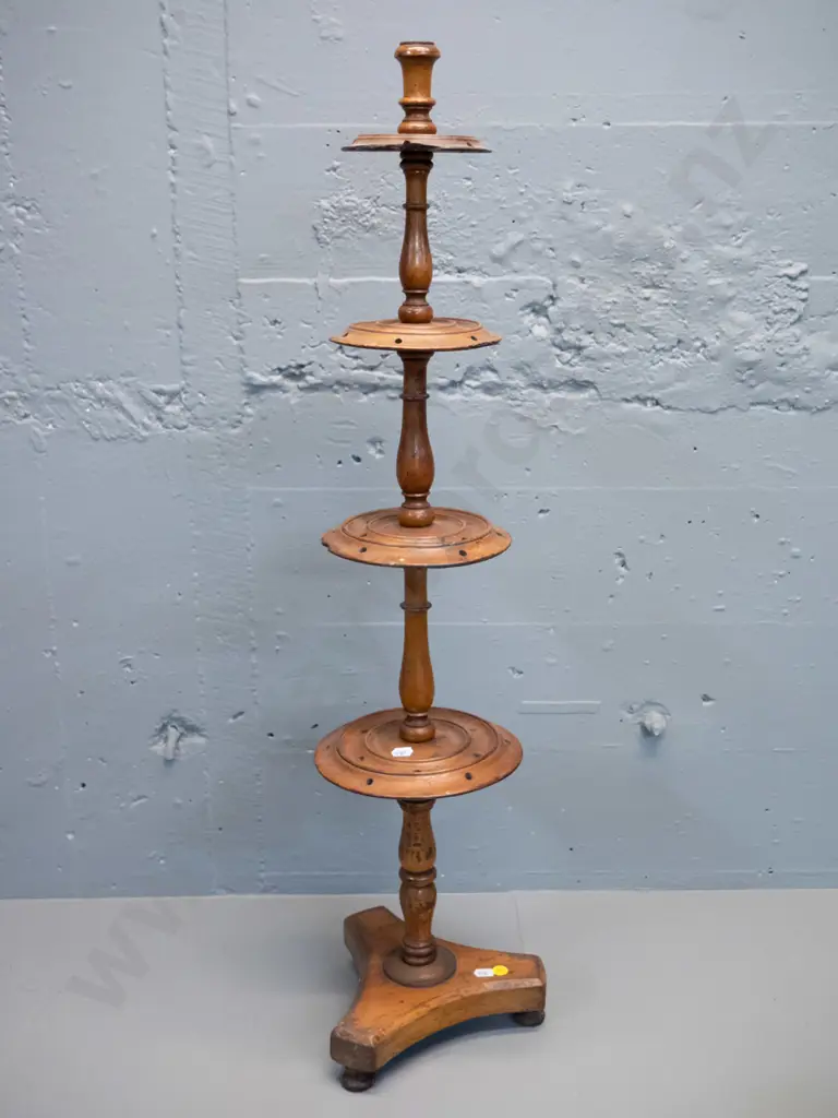 antique Victorian bobbin or cotton stand  H-780, largest disc D-190 - some Image 1++