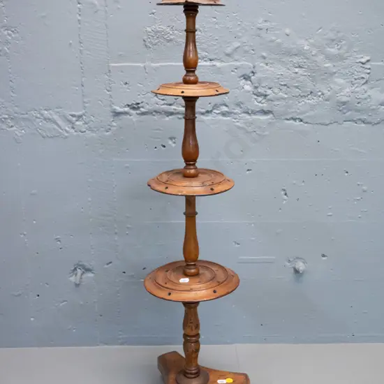 antique Victorian bobbin or cotton stand  H-780, largest disc D-190 - some