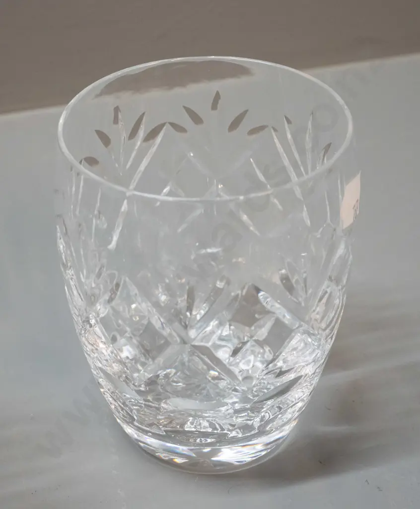 Webb-Corbett cut crystal glasses - 12 small glasses, 6 each in 2 shapes, some w/ "Georgian" label - larger are H100 D70 Image 1++