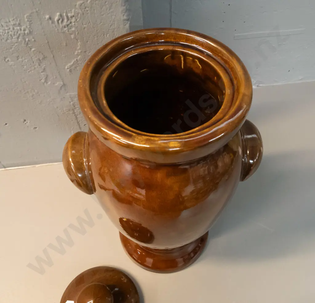 large Benhar? pottery handled lidded urn H-480 Image 1++