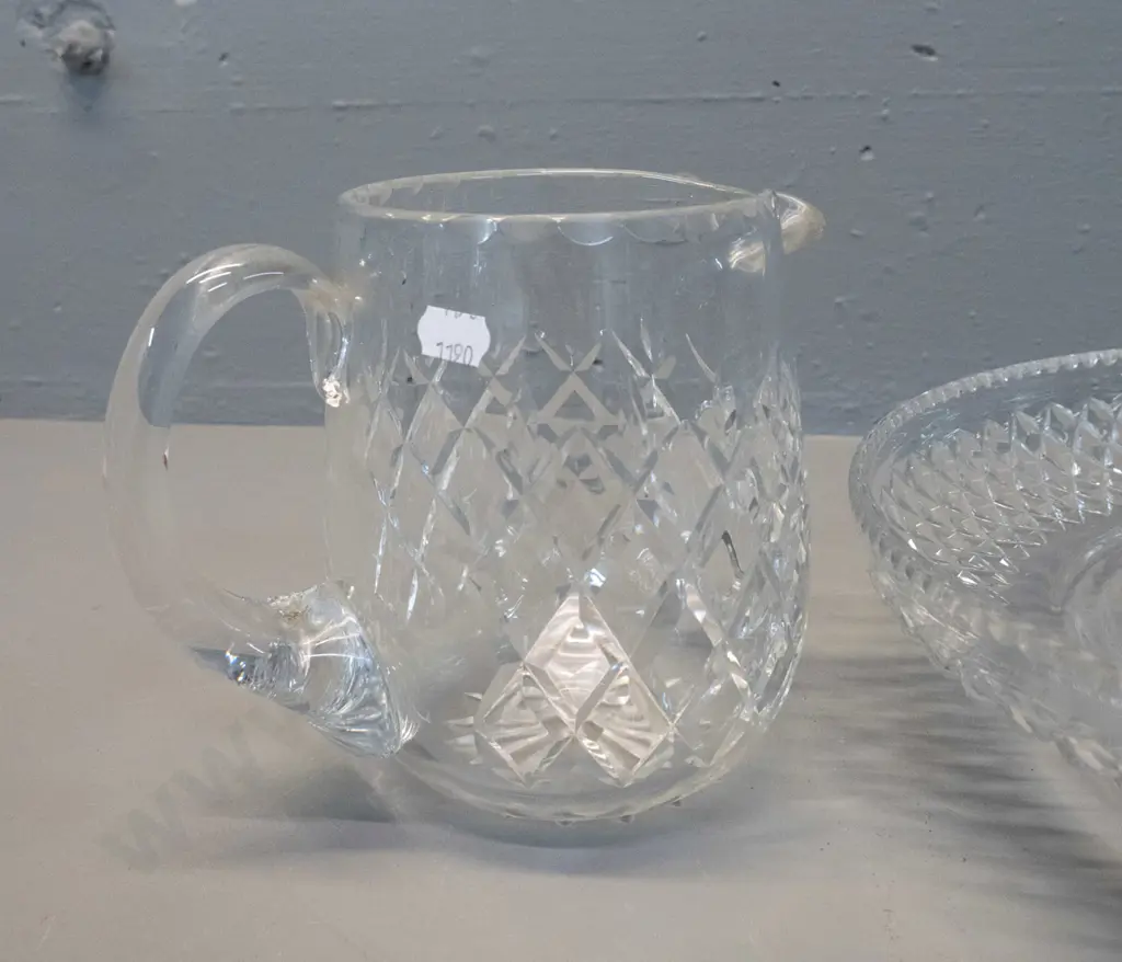 2 pieces of cut crystal - jug and large shallow bowl D-330 Image 1++