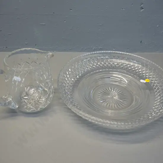 2 pieces of cut crystal - jug and large shallow bowl D-330
