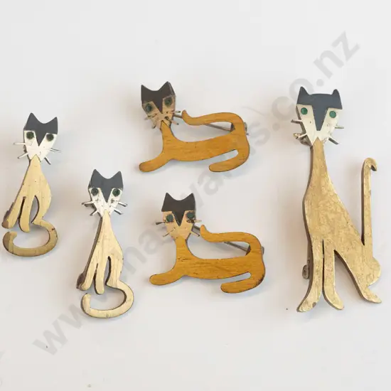5 cat brooches