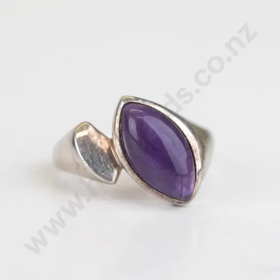 silver ring with purple stone stamped 925
