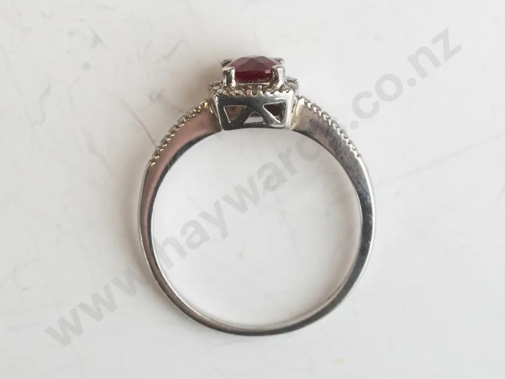 red stone & cz ring stamped 925 Image 1++