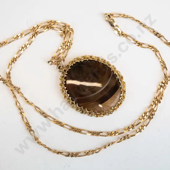 brown stone pendant chain stamped 375