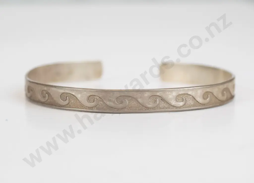 silver cuff bangle stamped stg sil Image 1++