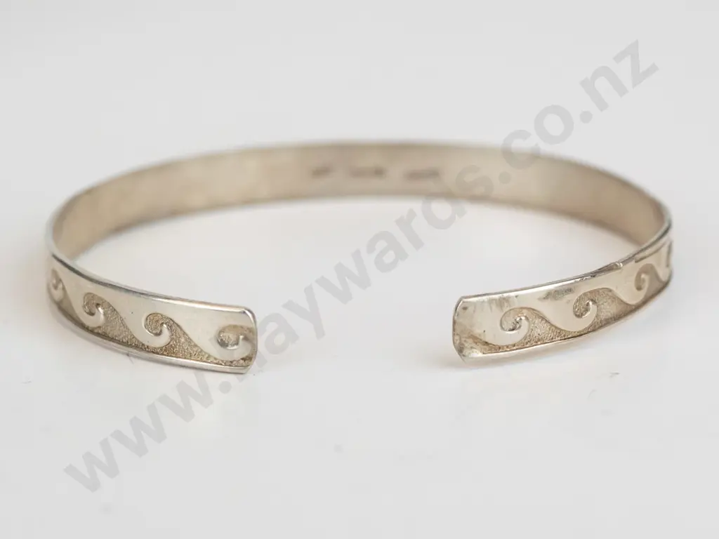 silver cuff bangle stamped stg sil Image 1++