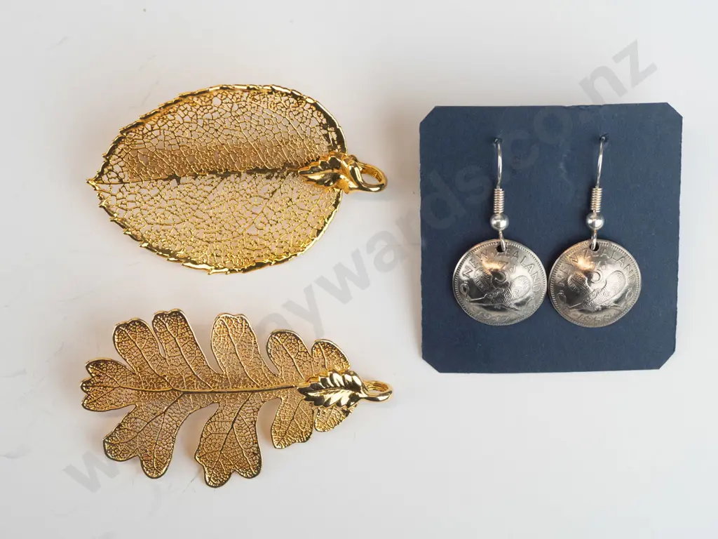 pair of earrings made from 3d & 2 costume brooches Image 1++