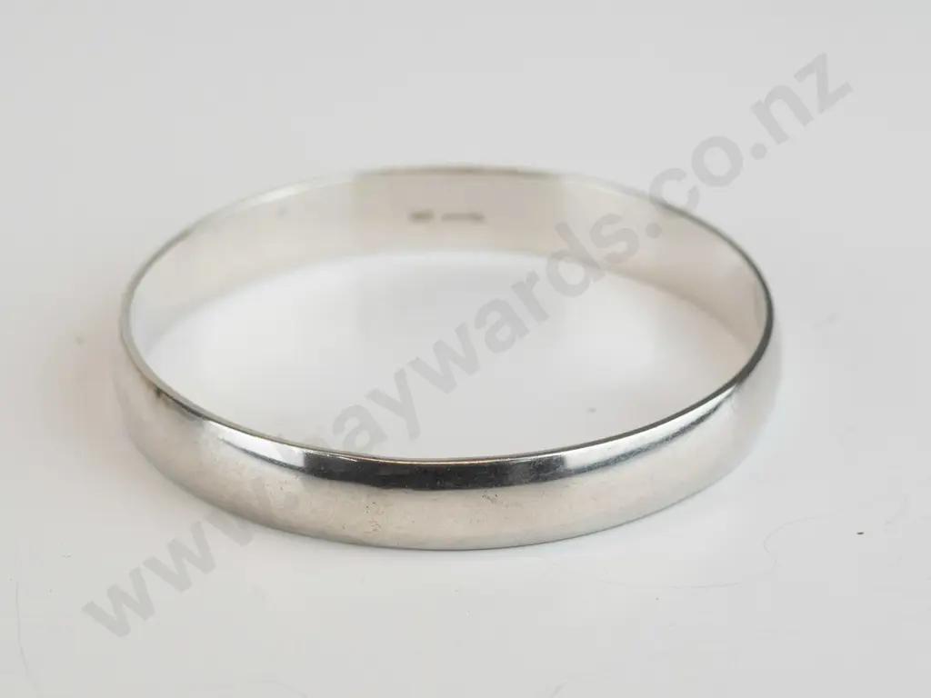 heavy plain silver bangle stamped stg sil H&S Image 1++