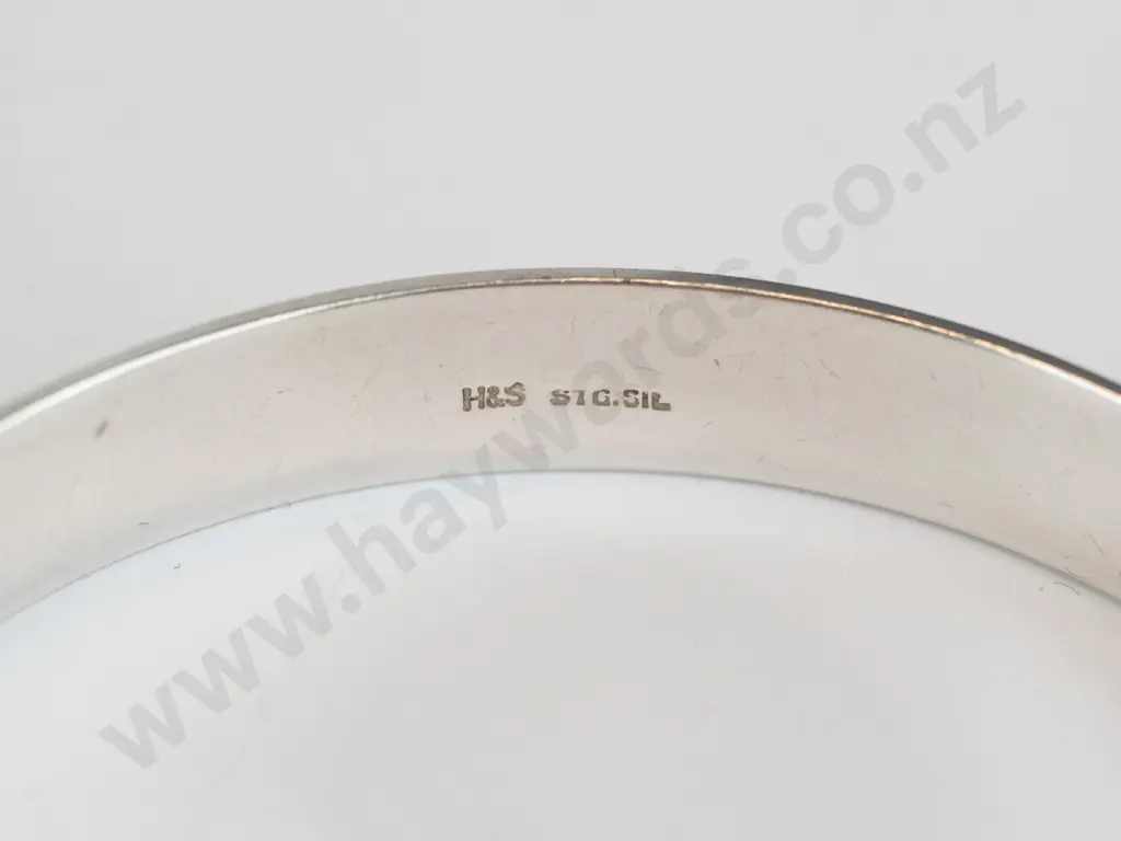 heavy plain silver bangle stamped stg sil H&S Image 1++
