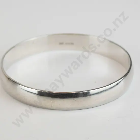 heavy plain silver bangle stamped stg sil H&S