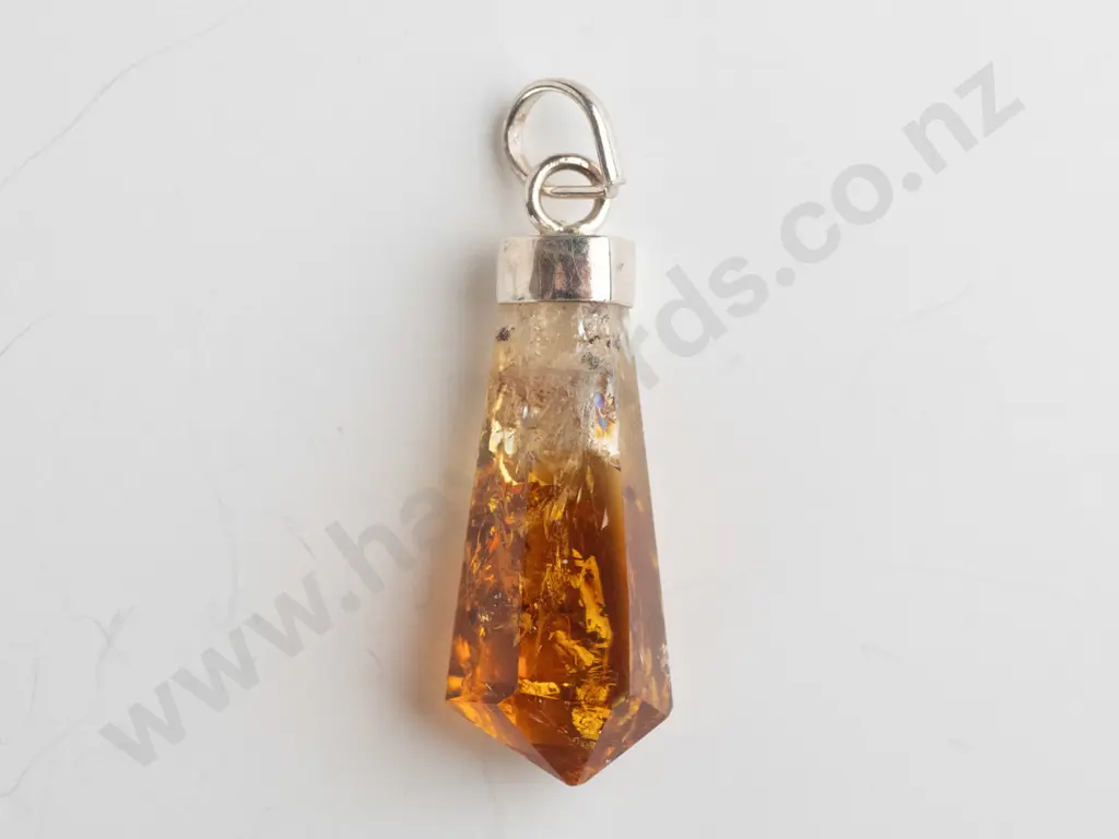 amber pendant stamped 925 no chain Image 1++
