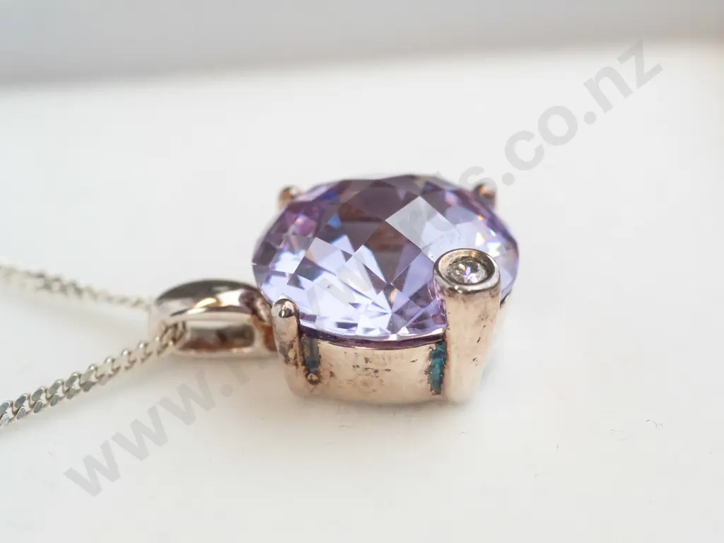 silver amethyst necklace stamped 925 Image 1++