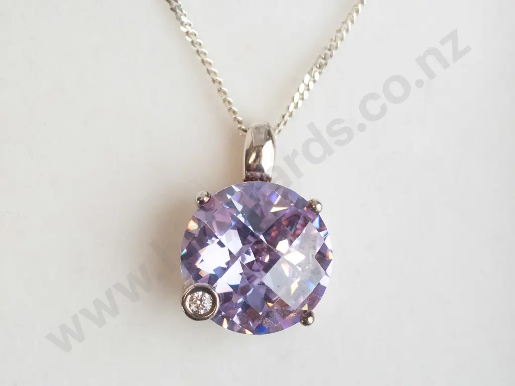silver amethyst necklace stamped 925 Image 1++