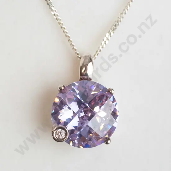 silver amethyst necklace stamped 925